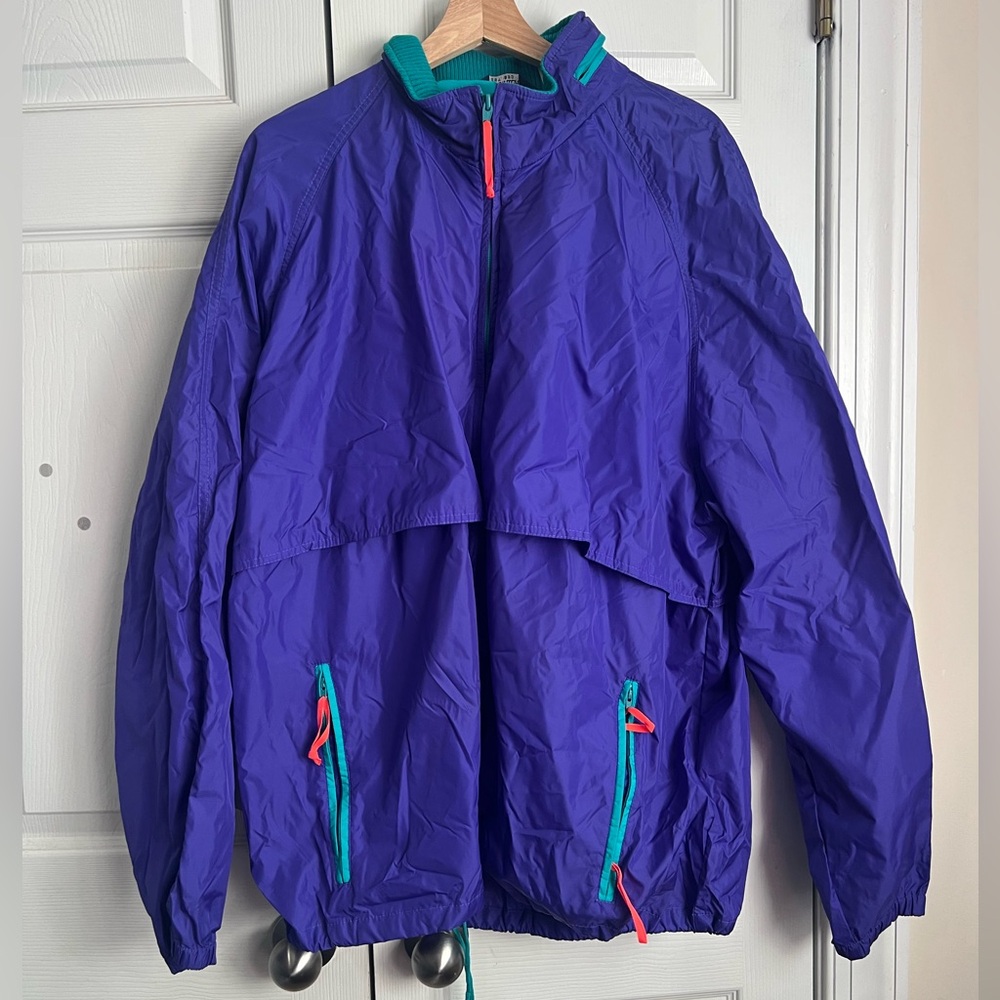 Vintage Woolrich Windbreaker Jacket Men's XL Full Zip Lightweight Blueberry 90s